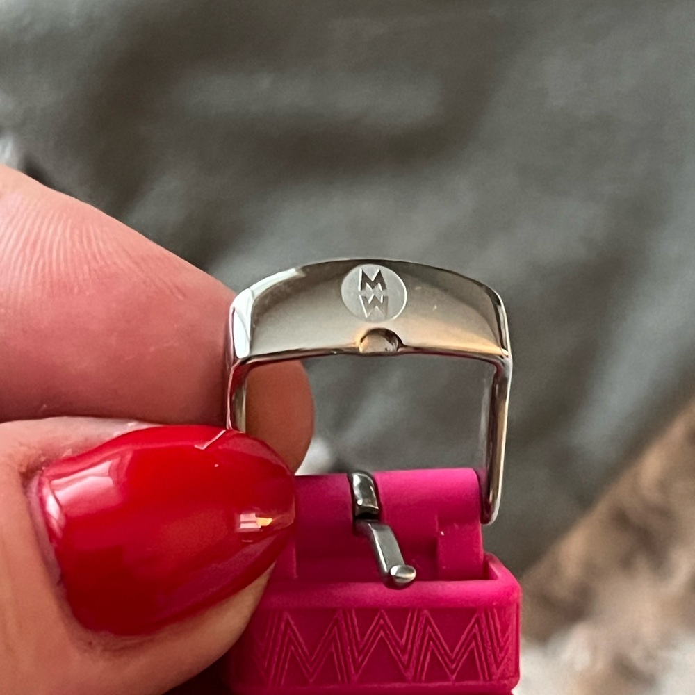 MICHELE jelly bean pink quartz watch, needs battery.   Works perfectly. - Picture 7 of 10